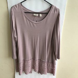 LOGO By Lori Goldstein 3/4 Sleeve Light Lavender Top Size Lg